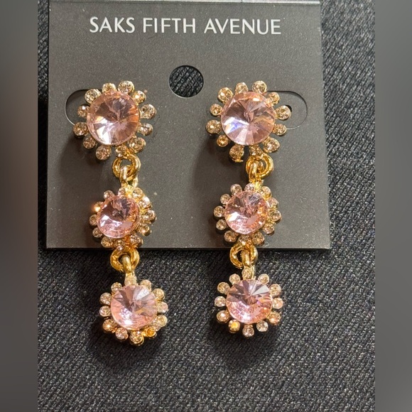 Pink Crystal Dangle Earrings - Saks Fifth Avenue - Picture 2 of 16